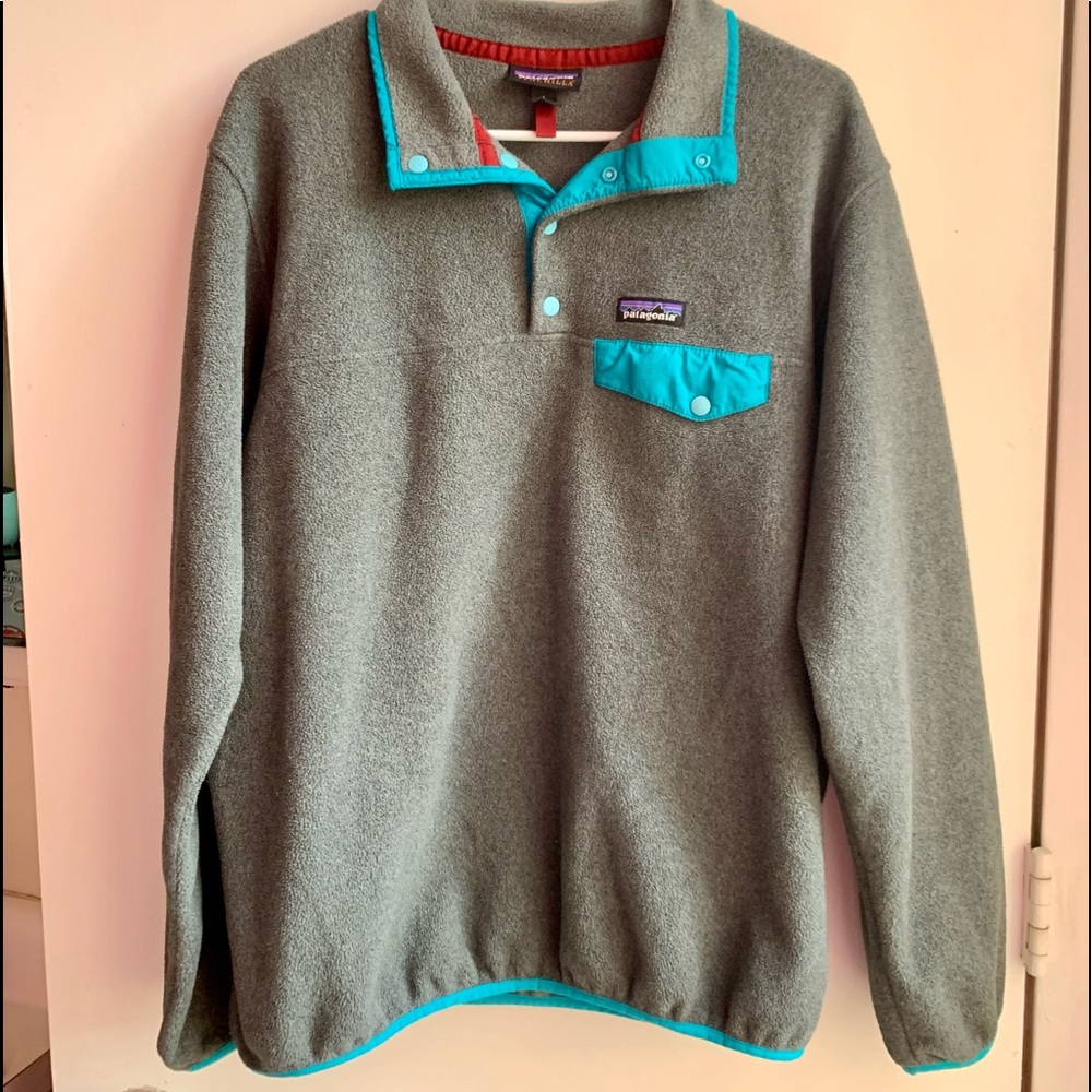 Patagonia Synchilla Grey and Blue Pullover